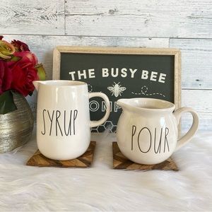 Rae Dunn POUR & SYRUP Pitcher Set